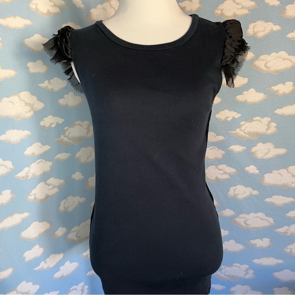 Alice + Olivia Tops - Alice + Olivia sleeveless fitted top with ruffled shoulders Black Size XS